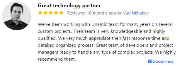 Great Technology Partner review by Yuri