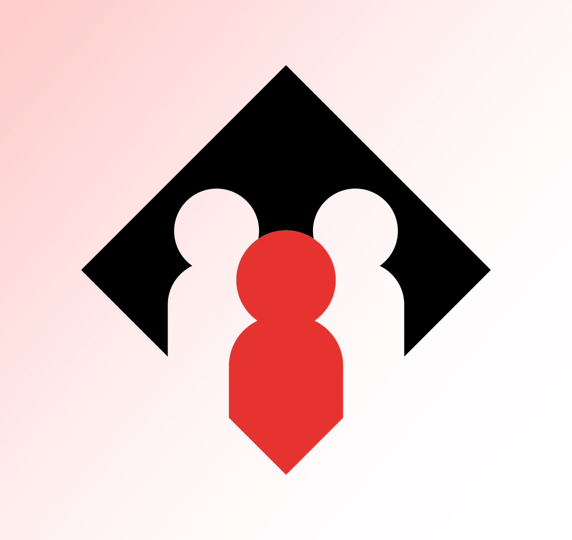Icon of three people, the first one is red.