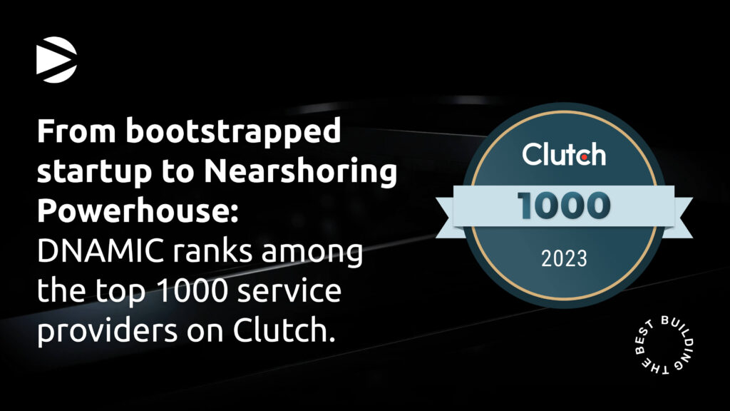 Clutch Top 1000 companies badge over a black background